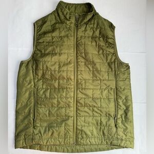 OTB Men’s Quilted Puffer Vest Green Olive Full Zip Outdoor Hiking Size XL